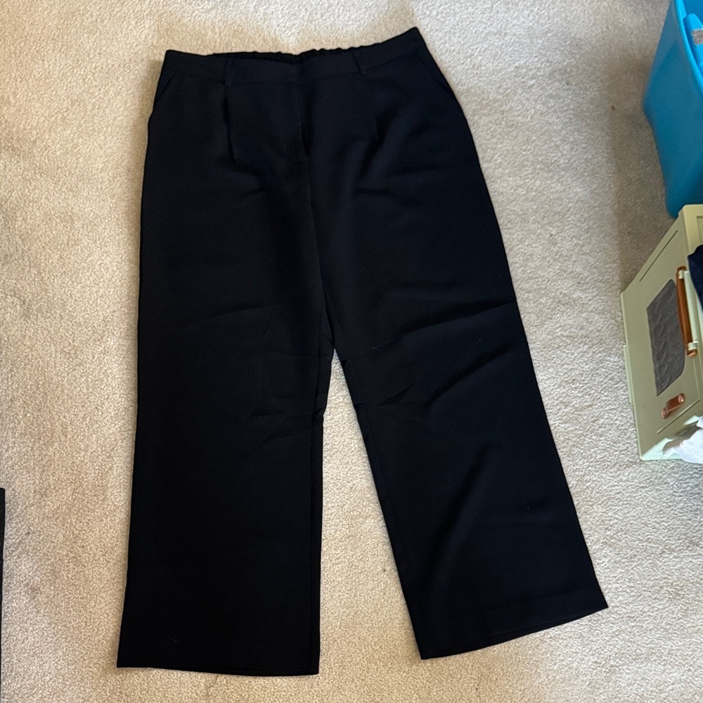 DKNY Classic Black Wide-Leg Pants 16 NWT